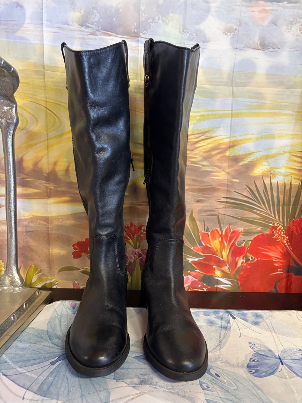 INC International Concepts Black Over-the-Knee Leather Boots